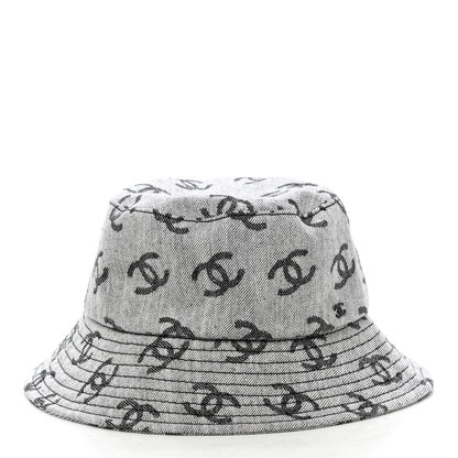 Chanel Denim CC Bucket Hat L White Black 3 of 8
