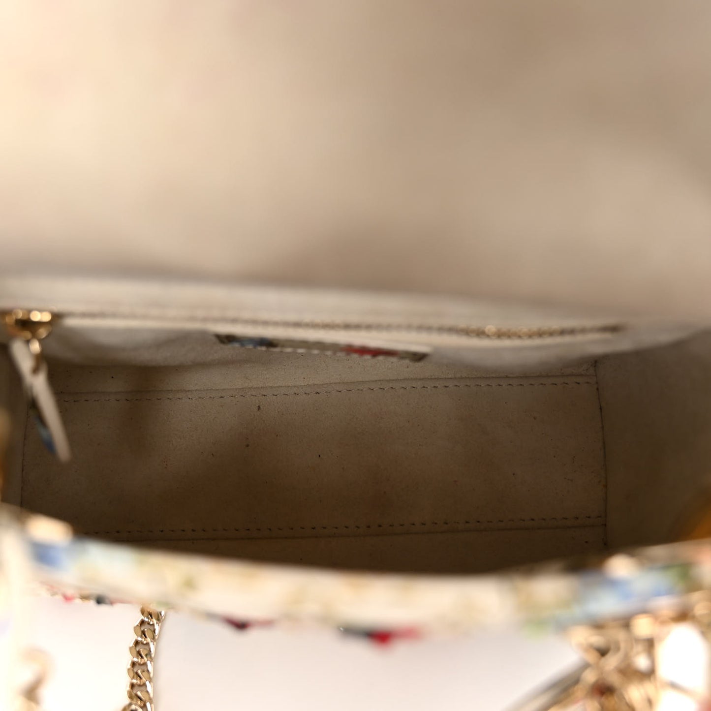 Calfskin Hibiscus Printed Embroidered Mini Lady Dior Beige Multicolor