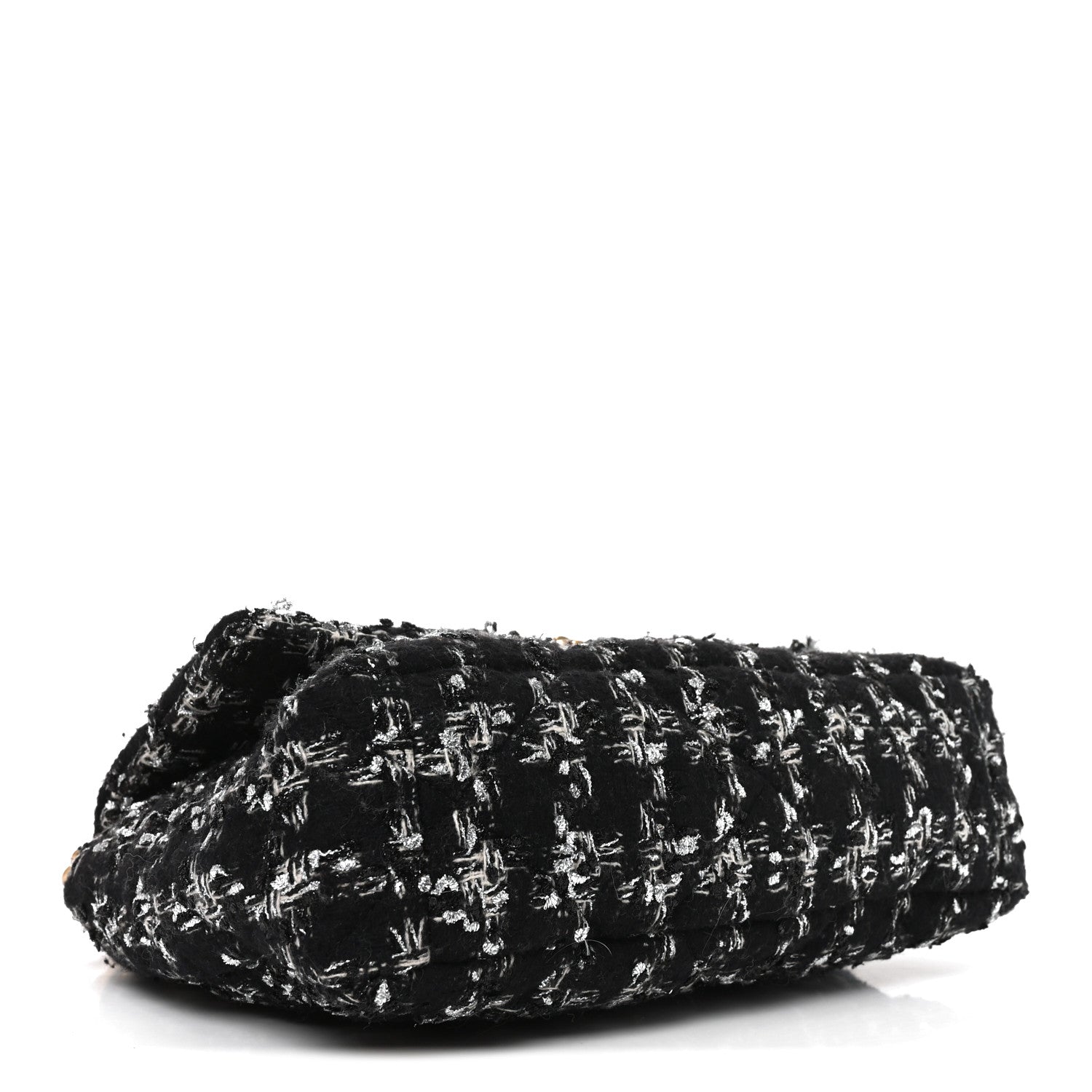 Chanel Tweed Quilted Large Chanel 19 Flap Black Silver Ecru 4 of 11