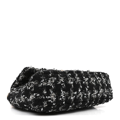 Chanel Tweed Quilted Large Chanel 19 Flap Black Silver Ecru 4 of 11