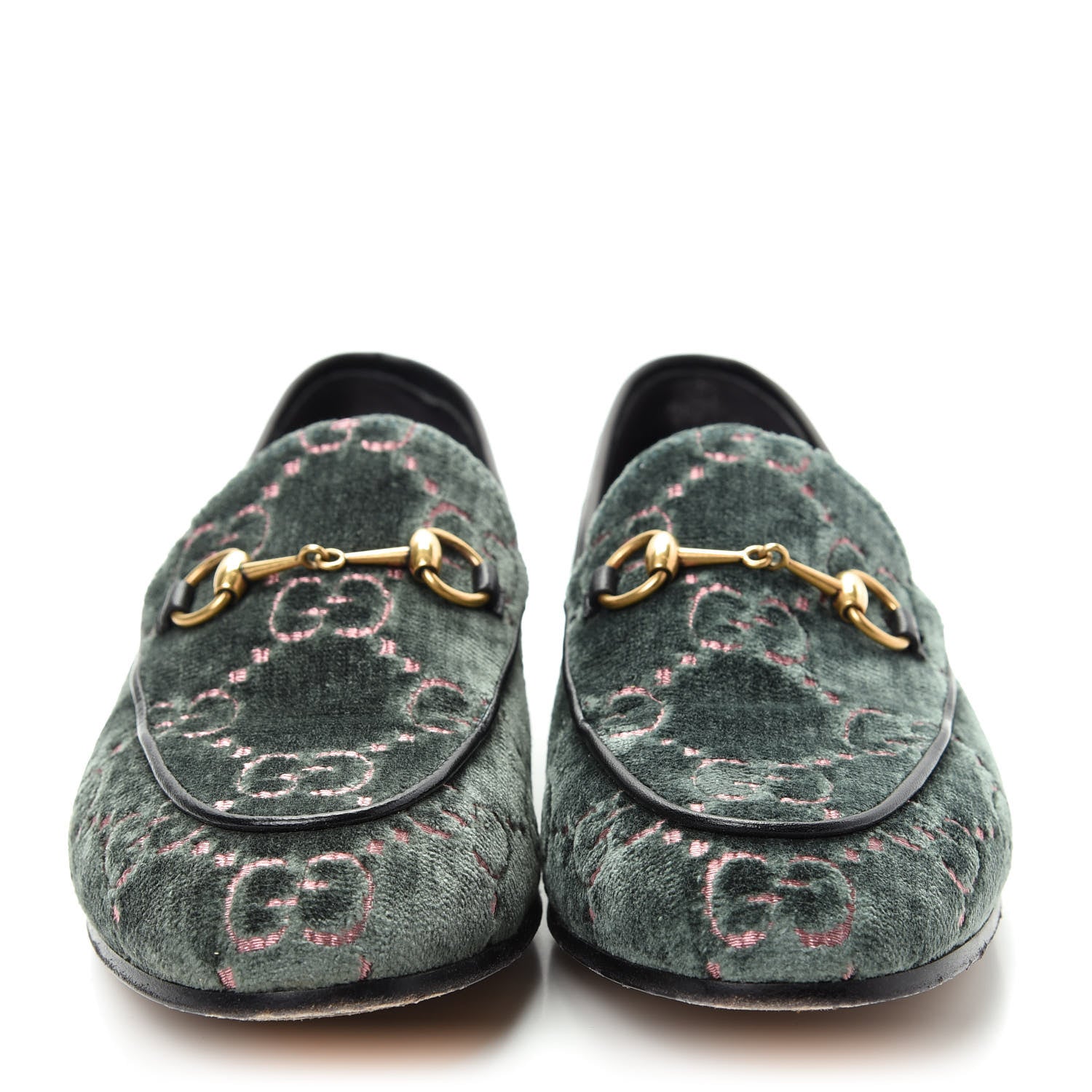 Gucci Velvet Malaga Kid GG Monogram Horsebit Womens Jordaan Loafers 39 Avio Dusty Pink Black 2 of 10