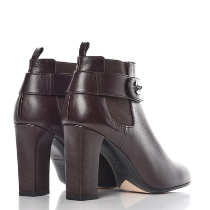 Chanel Calfskin CC Turnlock Ankle Boots 37.5 Brown 4 of 13