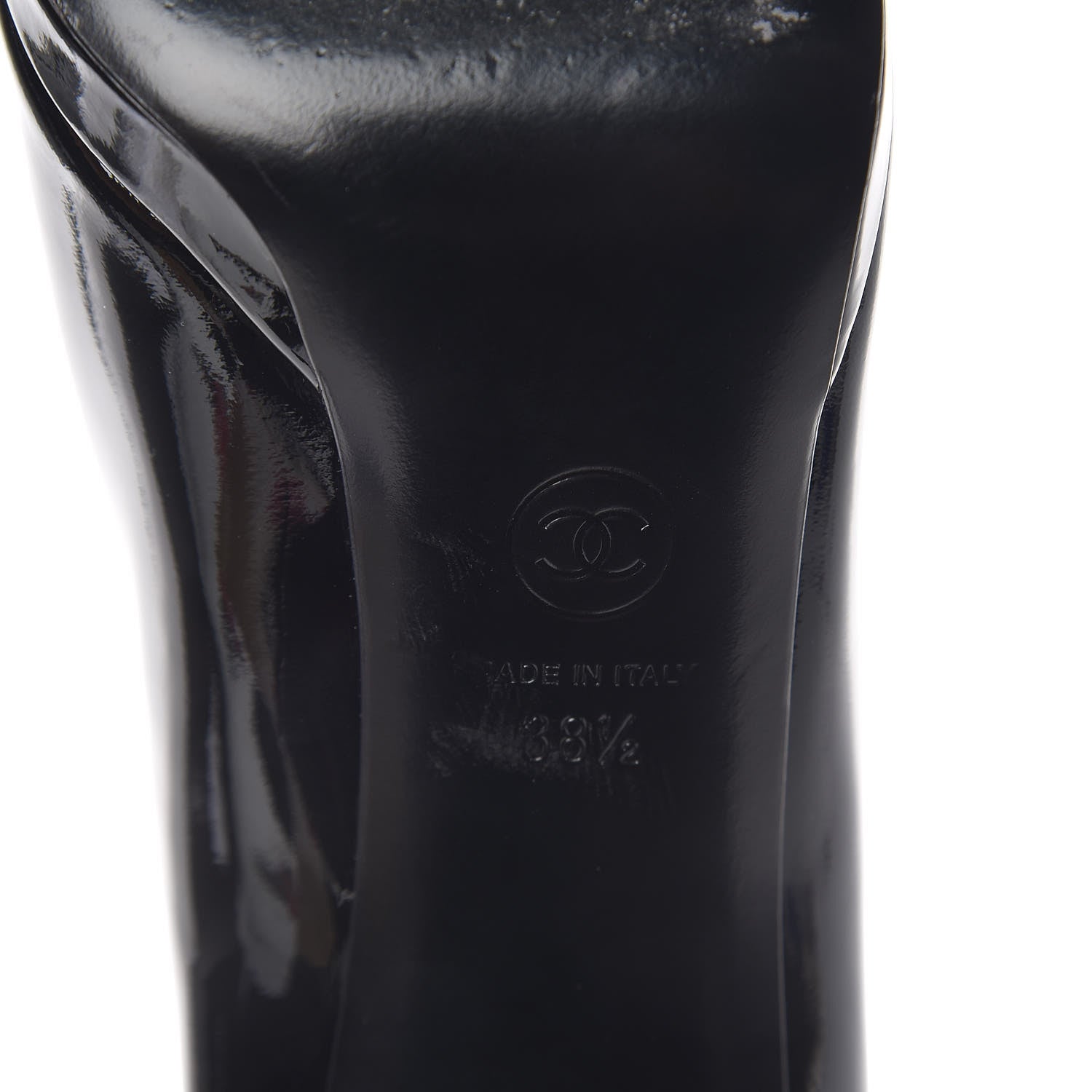 Chanel Patent Cap Toe CC Pumps 38.5 Black 9 of 12