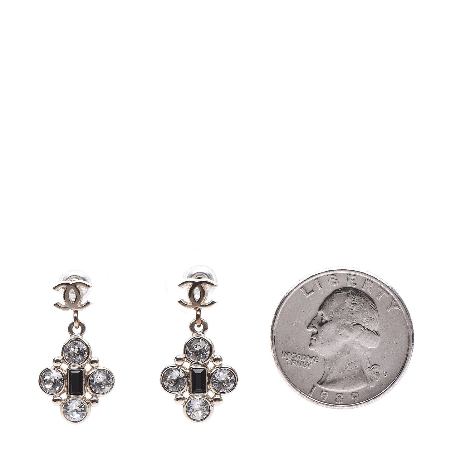 Crystal CC Drop Earrings Gold