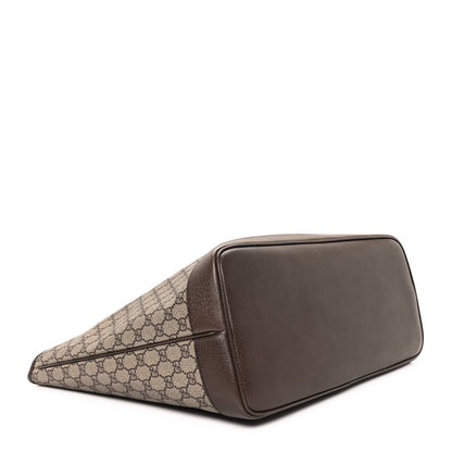 Gucci GG Supreme Monogram Textured Dollar Calfskin Web Large Ophidia Tote Beige Ebony New Acero 4 of 10