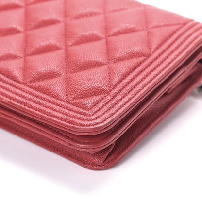 Chanel Caviar Quilted Boy Wallet On Chain WOC Red 6 of 9