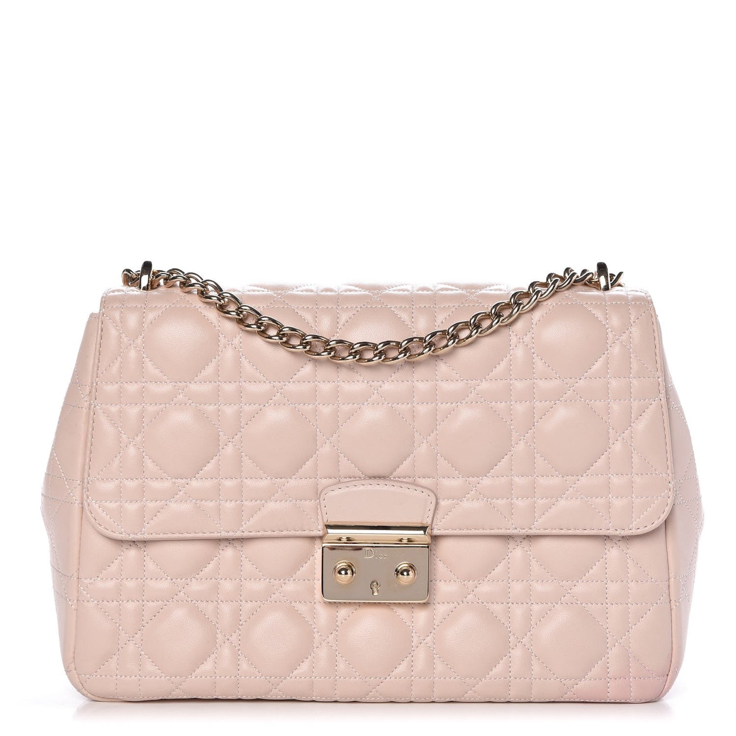Lambskin Cannage Large Miss Dior Flap Rose Poudre