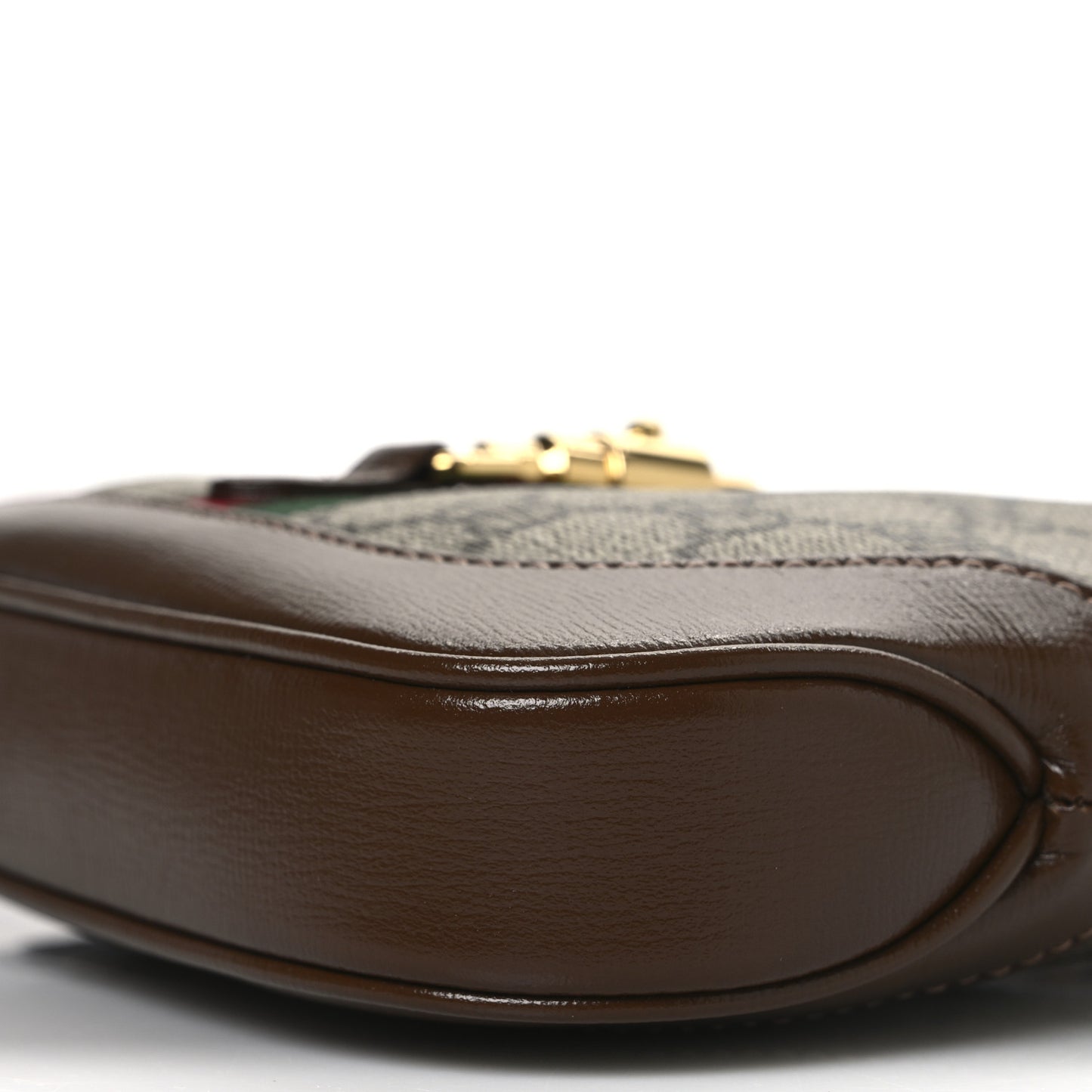 GG Supreme Monogram Azalea Calfskin Web Mini Jackie 1961 Hobo Beige Ebony Brown Sugar