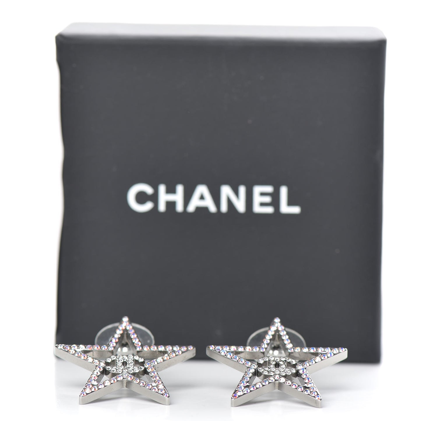 Ruthenium Crystal Star CC Earrings Iridescent Pink