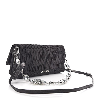 Miu Miu Faille Matelasse Crystal Flap Clutch Black 3 of 10