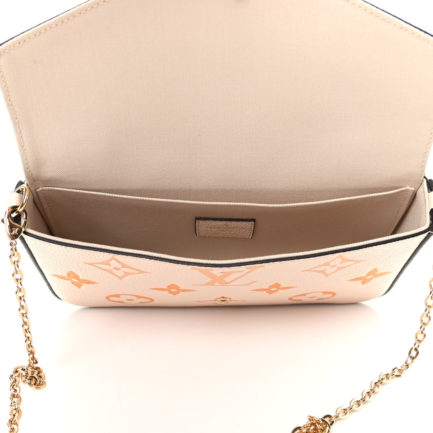 Louis Vuitton Empreinte Monogram Giant By The Pool Felicie Pochette Chain Wallet Cream Saffron 4 of 10