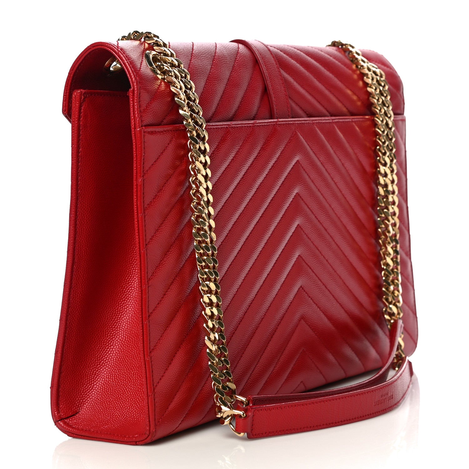 Saint Laurent Grain De Poudre Matelasse Chevron Large Monogram Satchel Lipstick Red 3 of 14
