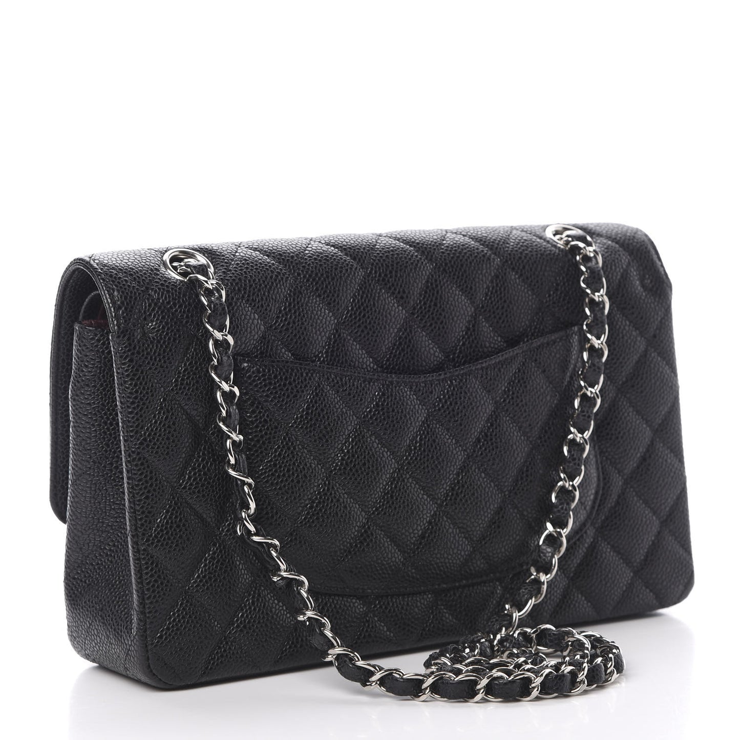Caviar Quilted Medium Double Flap Black