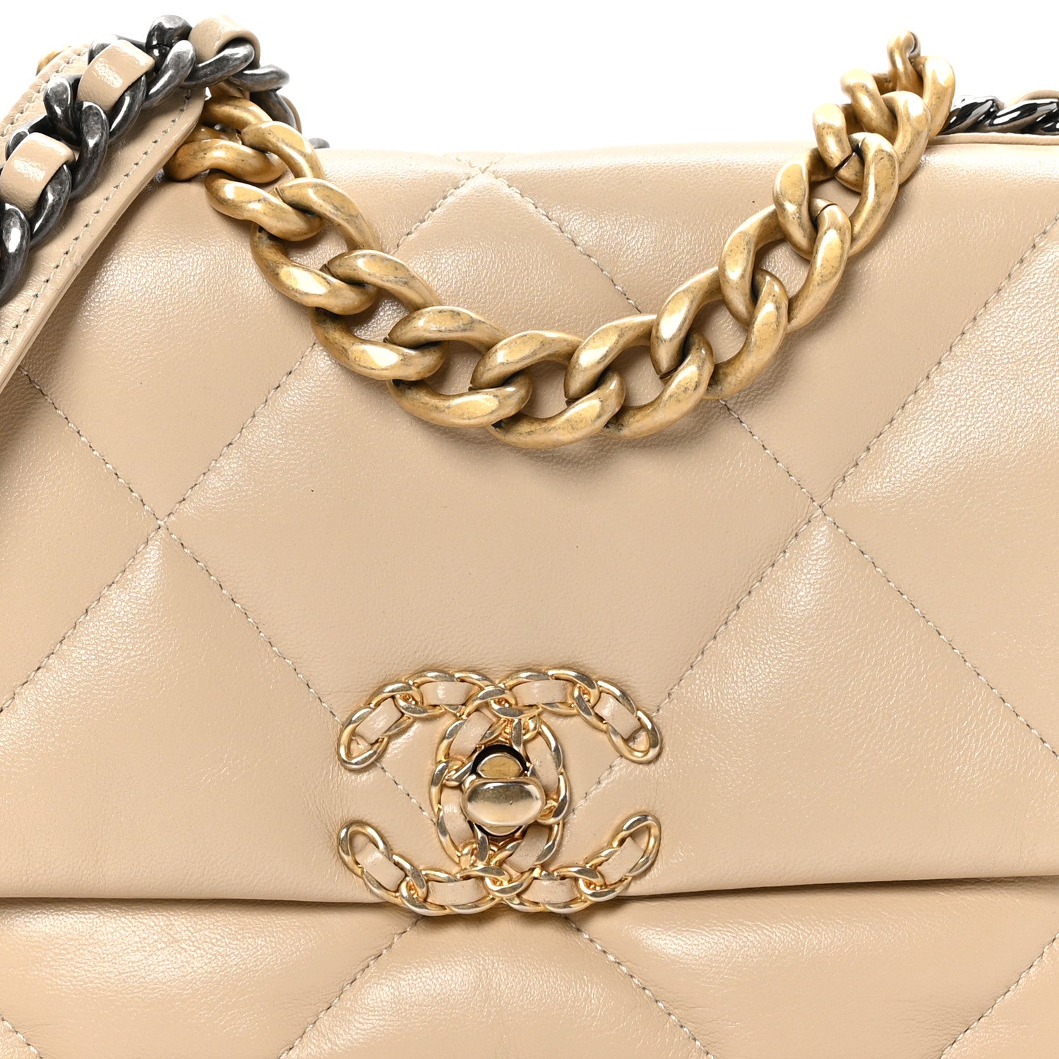 Chanel Lambskin Quilted Medium Chanel 19 Flap Beige 8 of 12