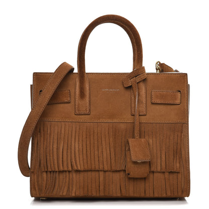 Saint Laurent Suede Fringe Nano Sac De Jour Light Ocre 1 of 10