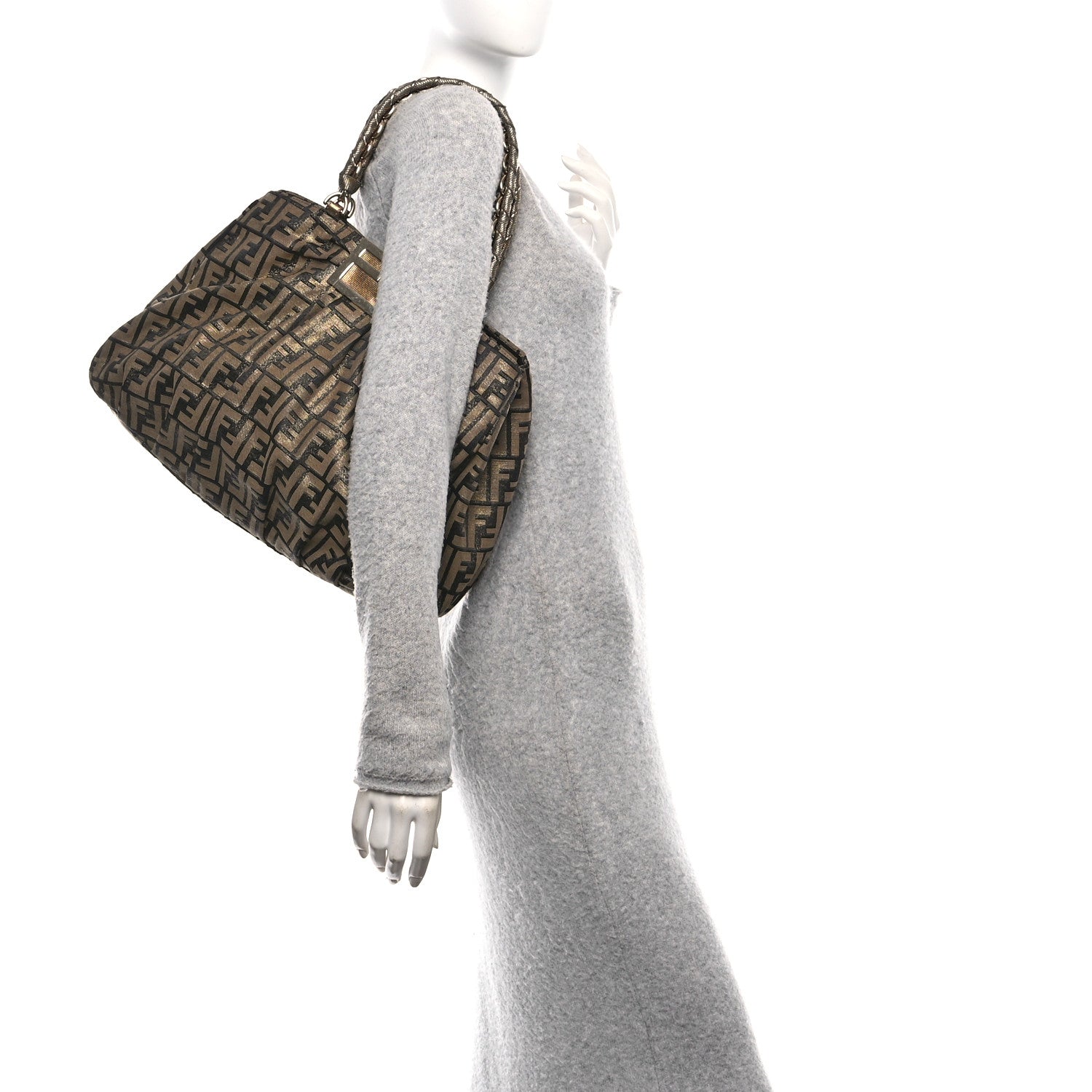 Fendi Metallic Lurex Zucca Mia Tote Bronze 1751896 – FASHIONPHILE