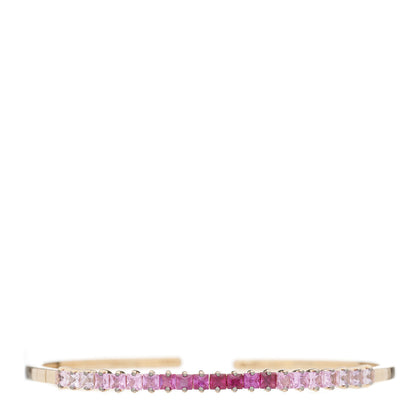 Suzanne Kalan 18K Rose Gold Pink Sapphire Princess Cut Cuff Bracelet 1 of 4