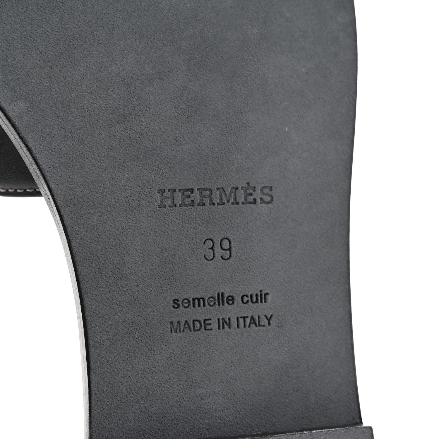 Hermes Box Calfskin Oran Sandals 39 Black 7 of 10