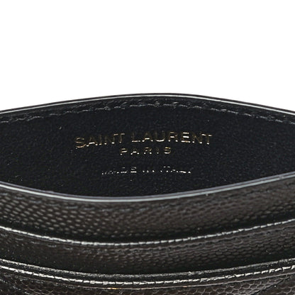Saint Laurent Grain De Poudre Matelasse Chevron Monogram Credit Card Case Black 6 of 10