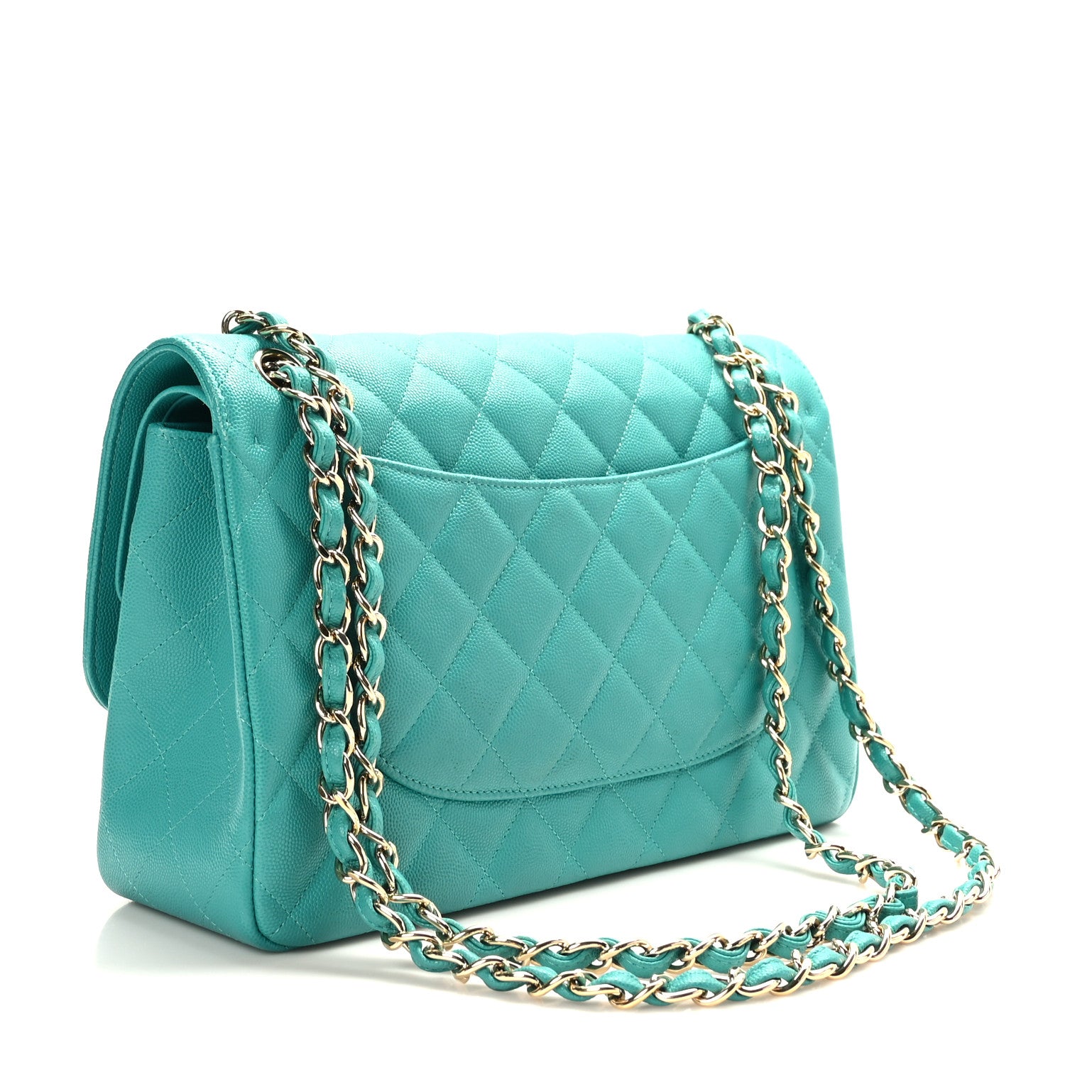Chanel Caviar Quilted Jumbo Double Flap Turquoise 3 of 10