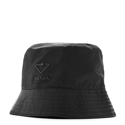 Prada Re-Nylon Rubber Logo Mens Bucket Hat S Black 1 of 11