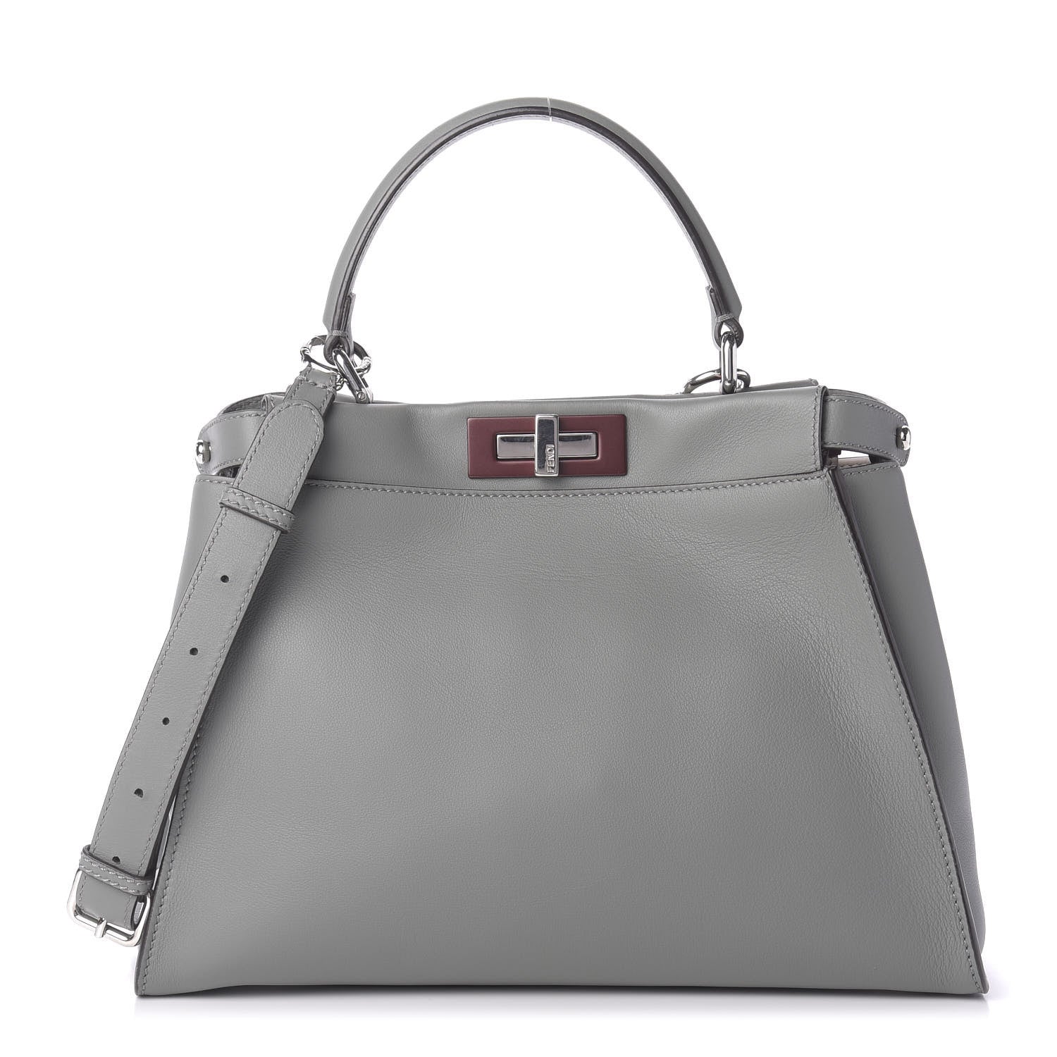 Fendi Vitello Seta Shiny Nappa Medium Peekaboo Iconic Satchel Alga Rosa Doll 1 of 12
