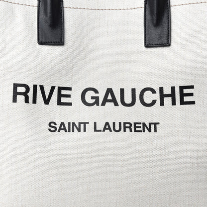 Saint Laurent Linen Calfskin Rive Gauche North South Tote Optic White 10 of 10