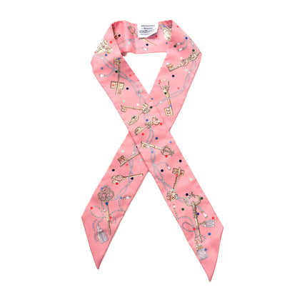 Hermes Silk Les Cles A Pois Twilly Rose Beige Multicolor 1 of 4