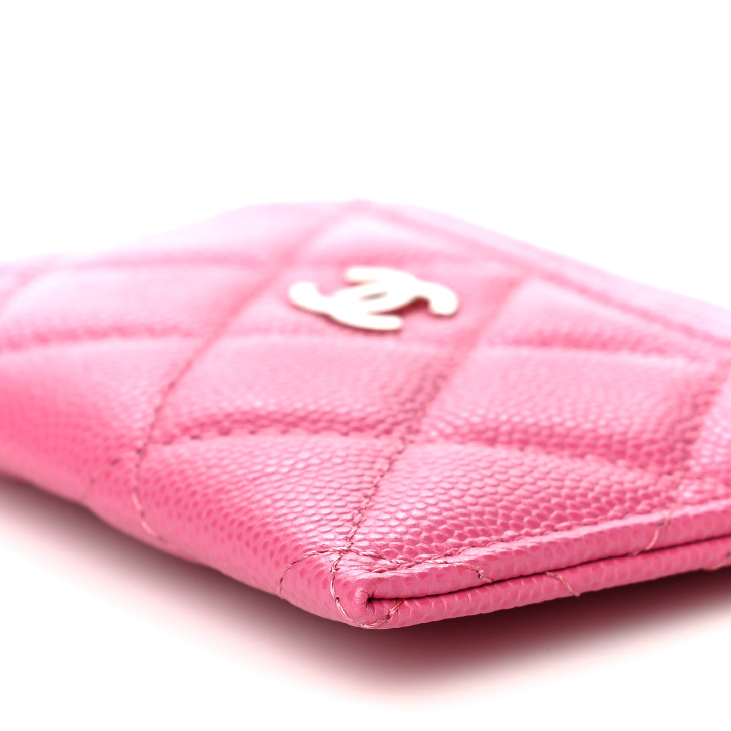 Caviar Quilted Card Holder Pink
