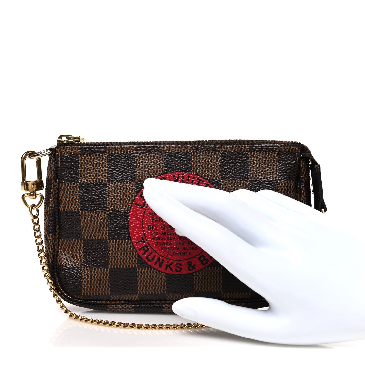 Louis Vuitton Damier Ebene Complice Trunks and Bags Mini Pochette Accessories Red 2 of 7