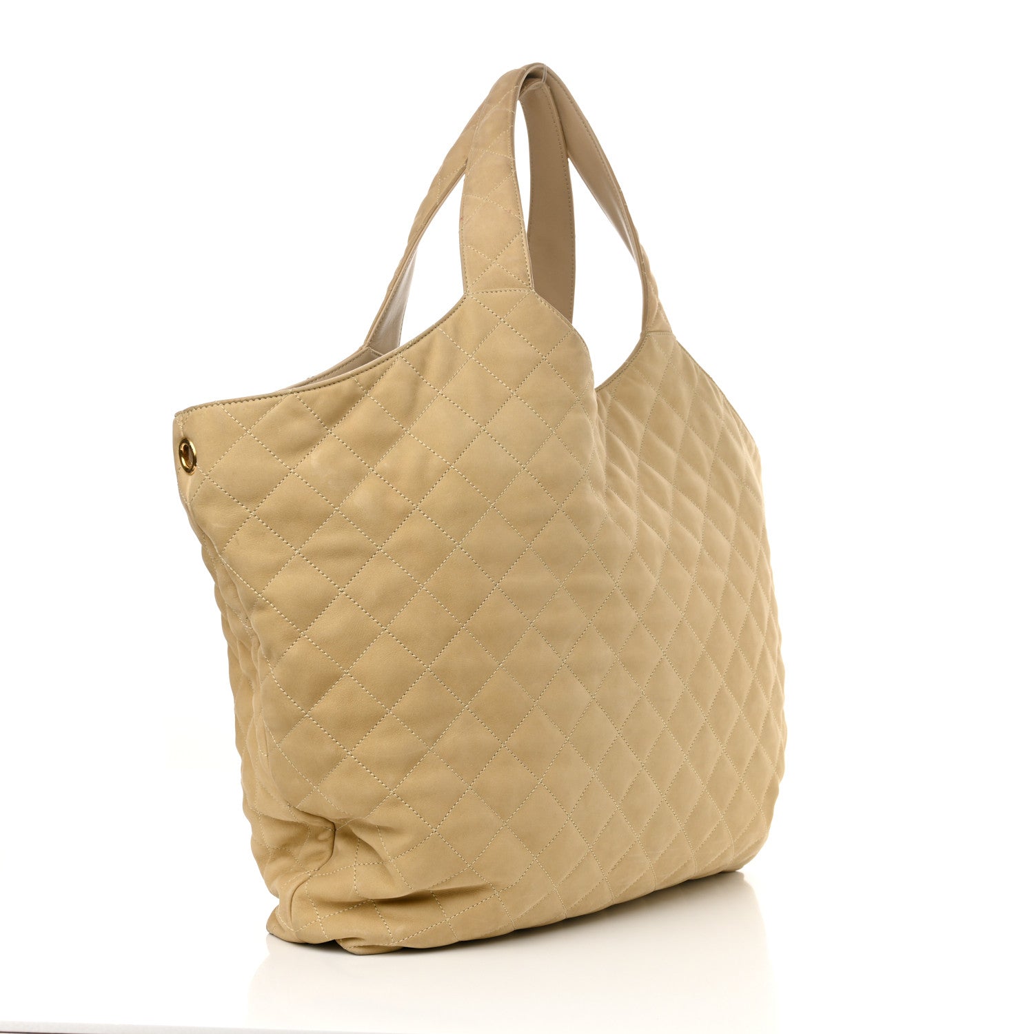 Saint Laurent Nubuck Suede Quilted Maxi Icare Shopping Tote Safari Beige 4 of 12