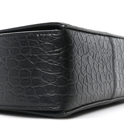 Alexander McQueen Calfskin Crocodile Embossed Box Shoulder Bag 19 Black 8 of 9