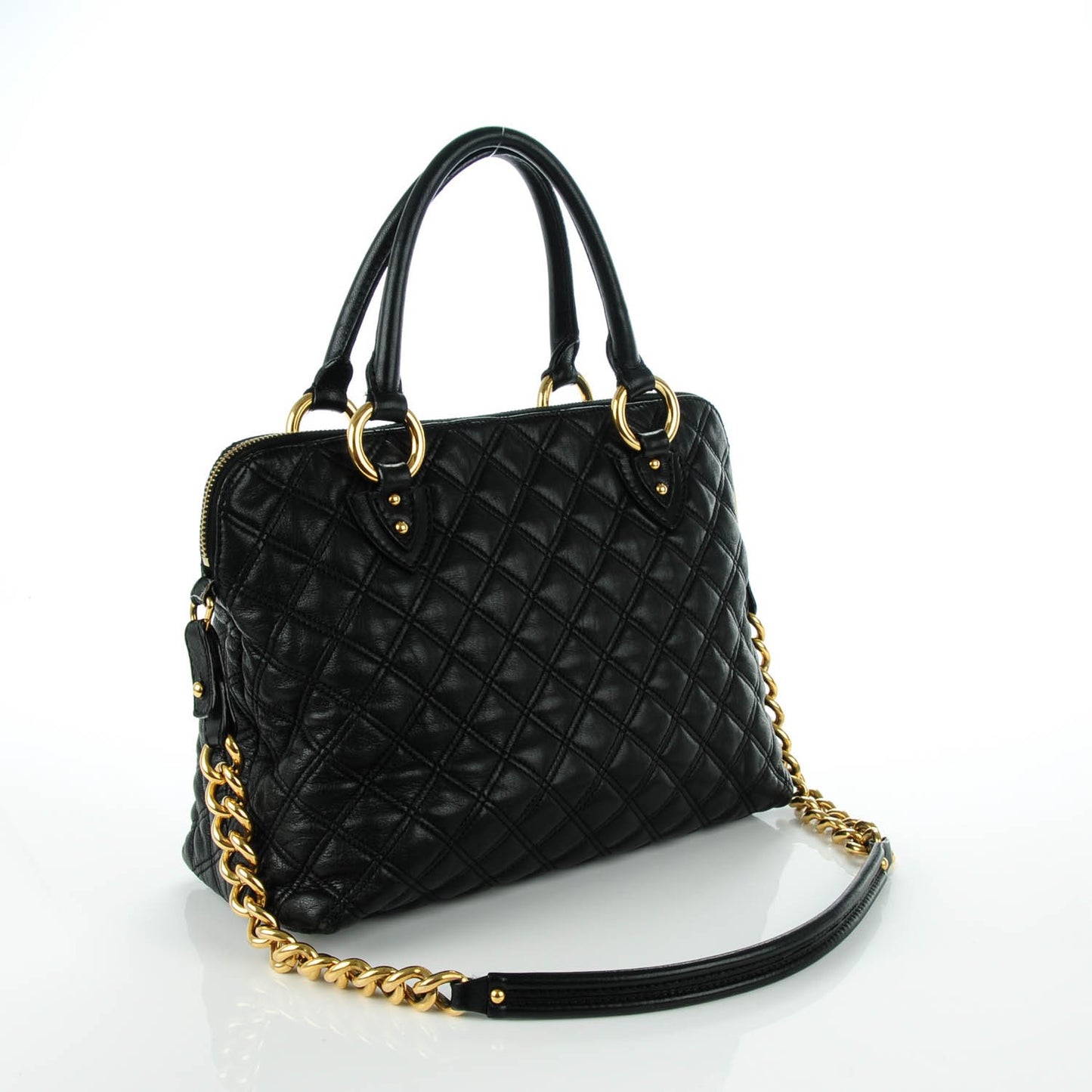 Lambskin Quilted Standard Satchel Black