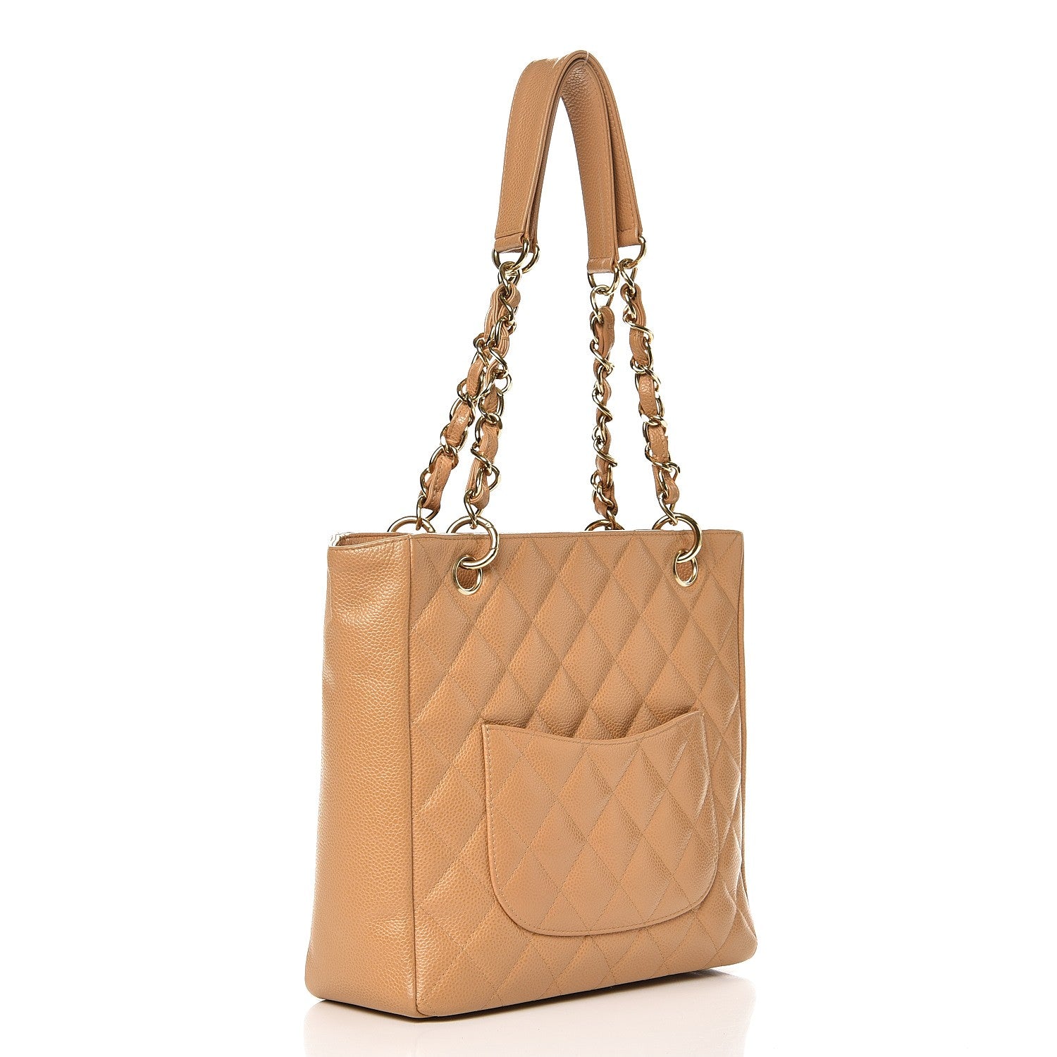Chanel Caviar Quilted Petit Shopping Tote PST Dark Beige 3 of 13