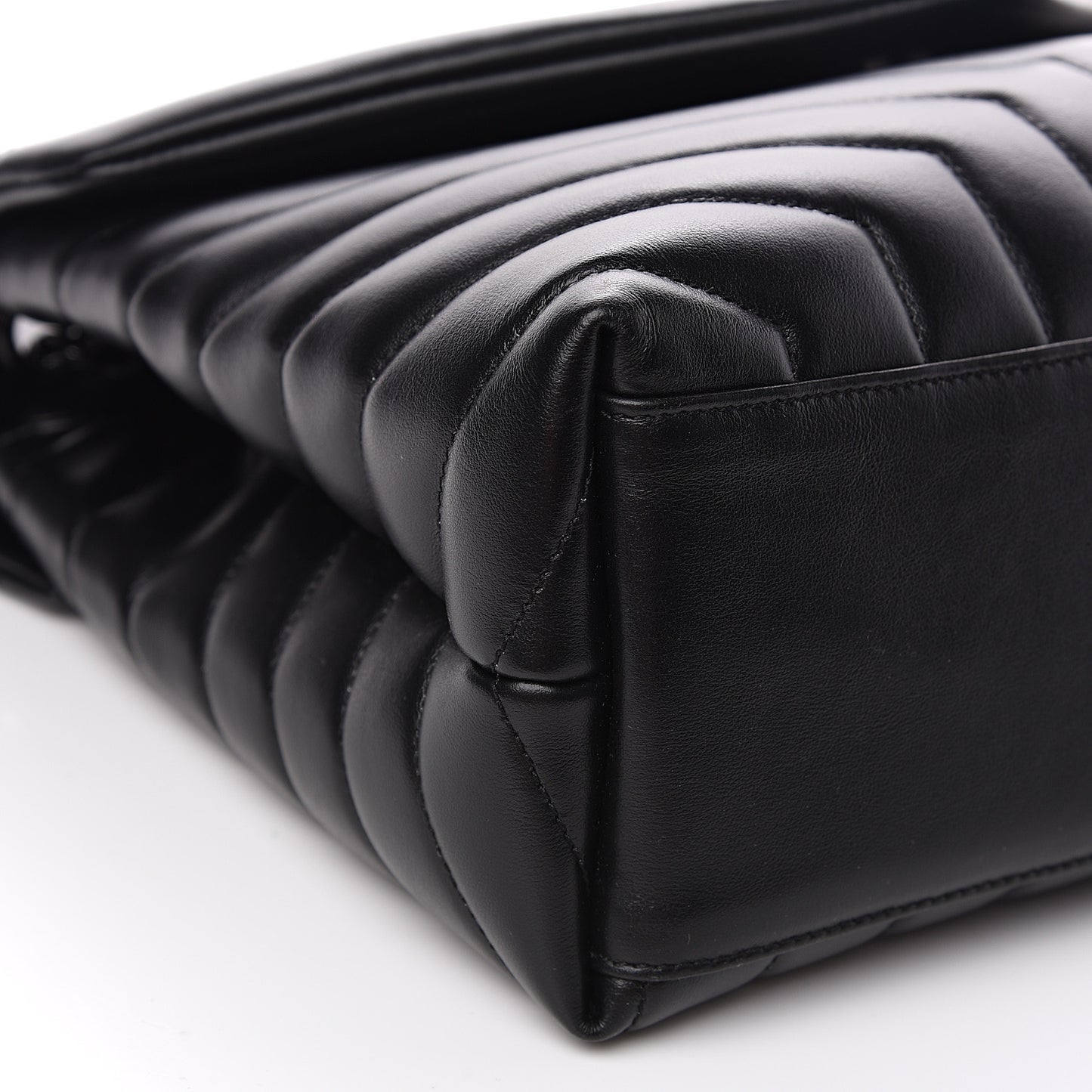 Calfskin Y Quilted Monogram Medium Loulou Chain Satchel Black