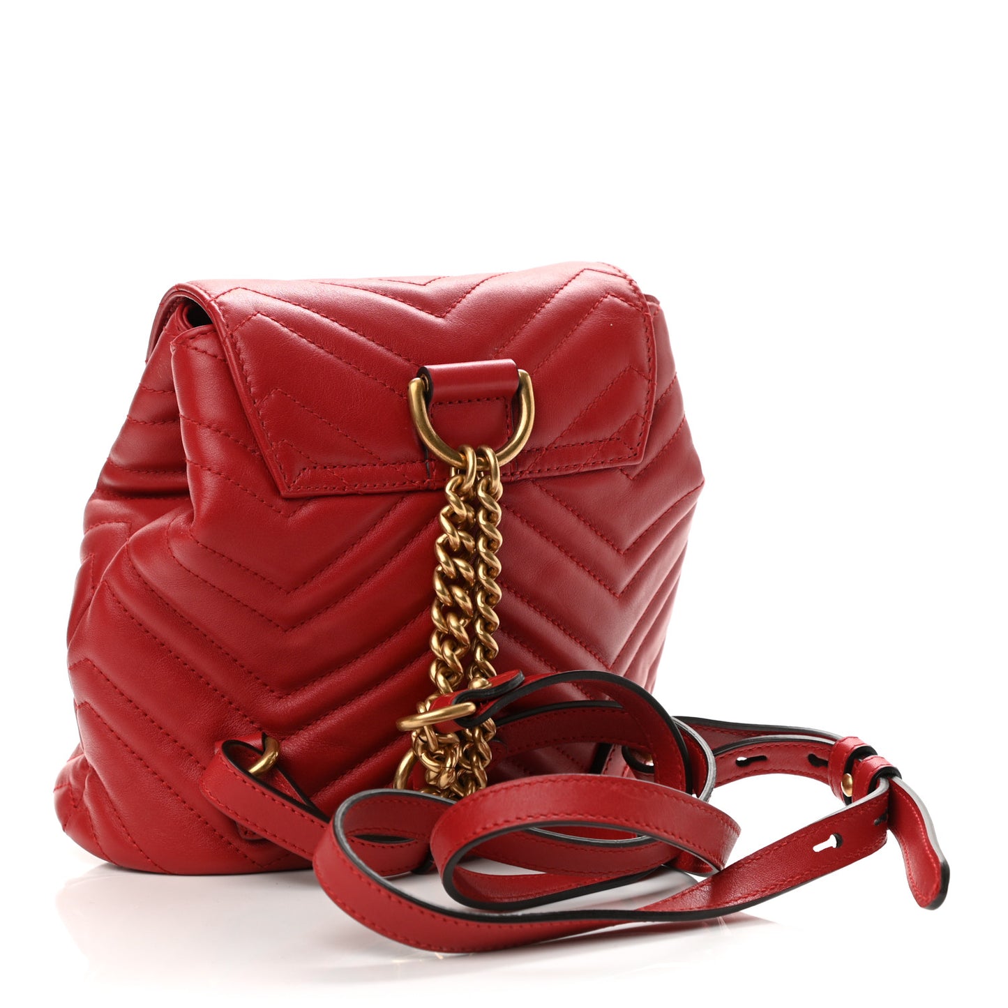 Calfskin Matelasse GG Marmont Flap Backpack Hibiscus Red