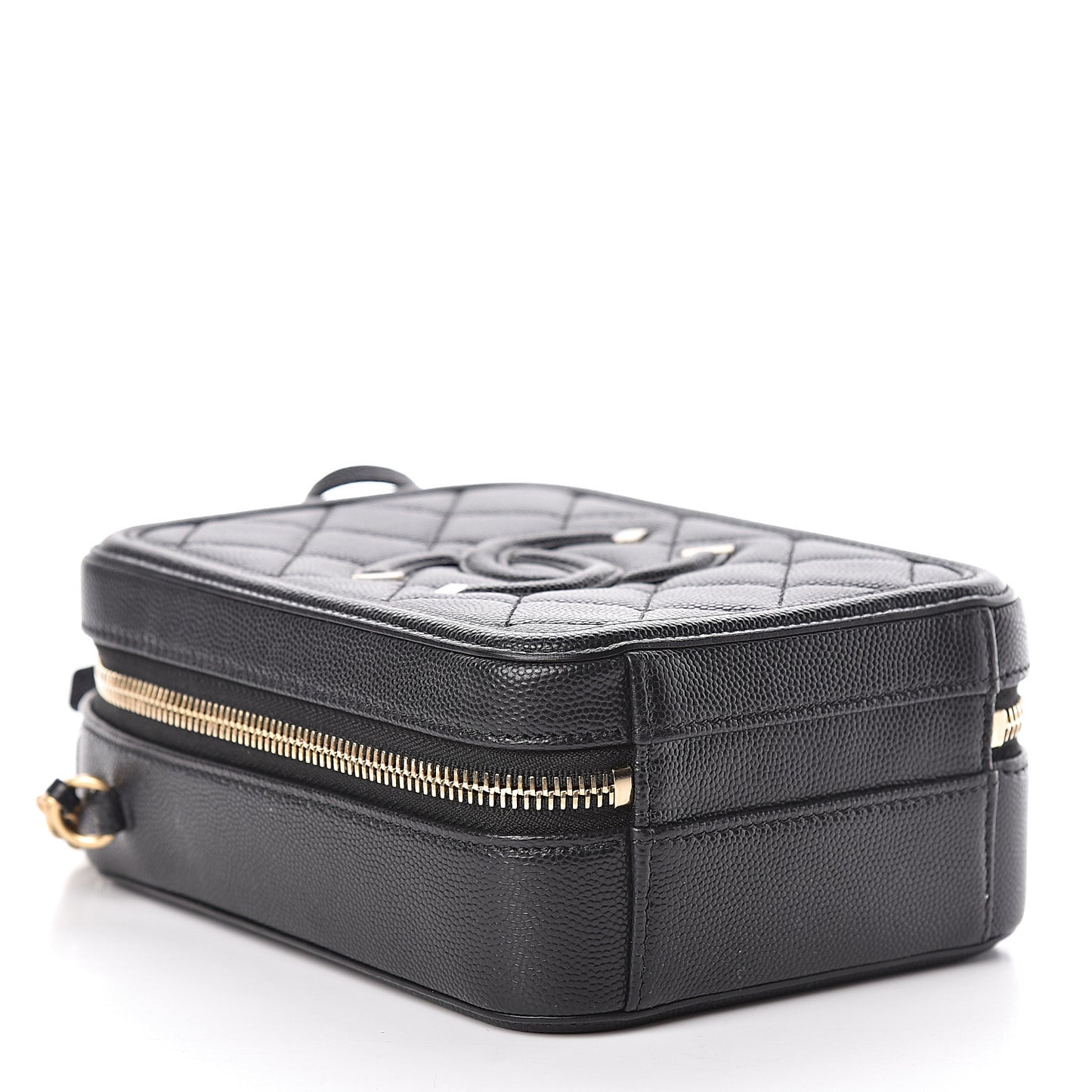 Caviar Quilted CC North South Filigree Vanity Case Black