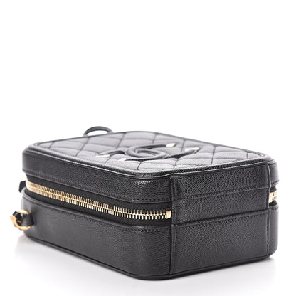 Chanel Caviar Quilted CC North South Filigree Vanity Case Black 4 of 10