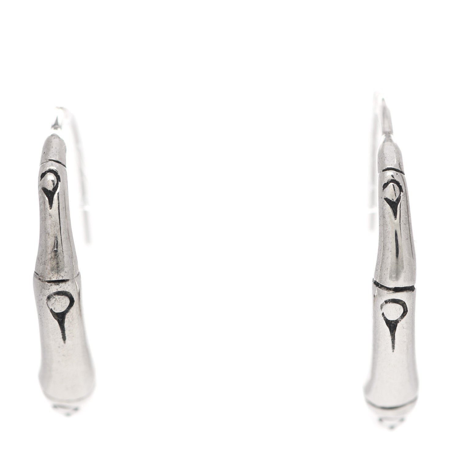 John Hardy Sterling Silver Small Bamboo Drop Hoop Earrings 1 of 6