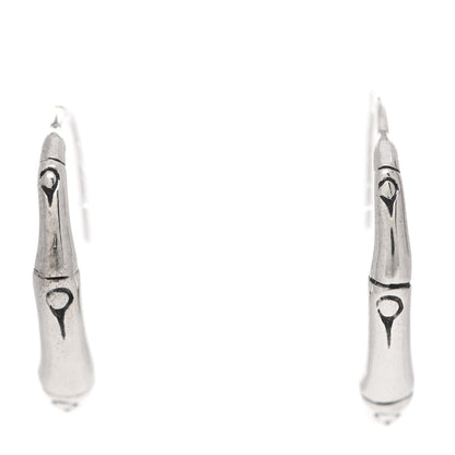 John Hardy Sterling Silver Small Bamboo Drop Hoop Earrings 1 of 6
