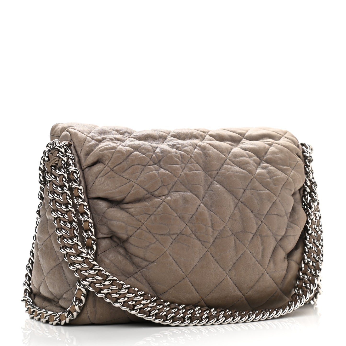 Washed Lambskin Chain Around Hobo Taupe