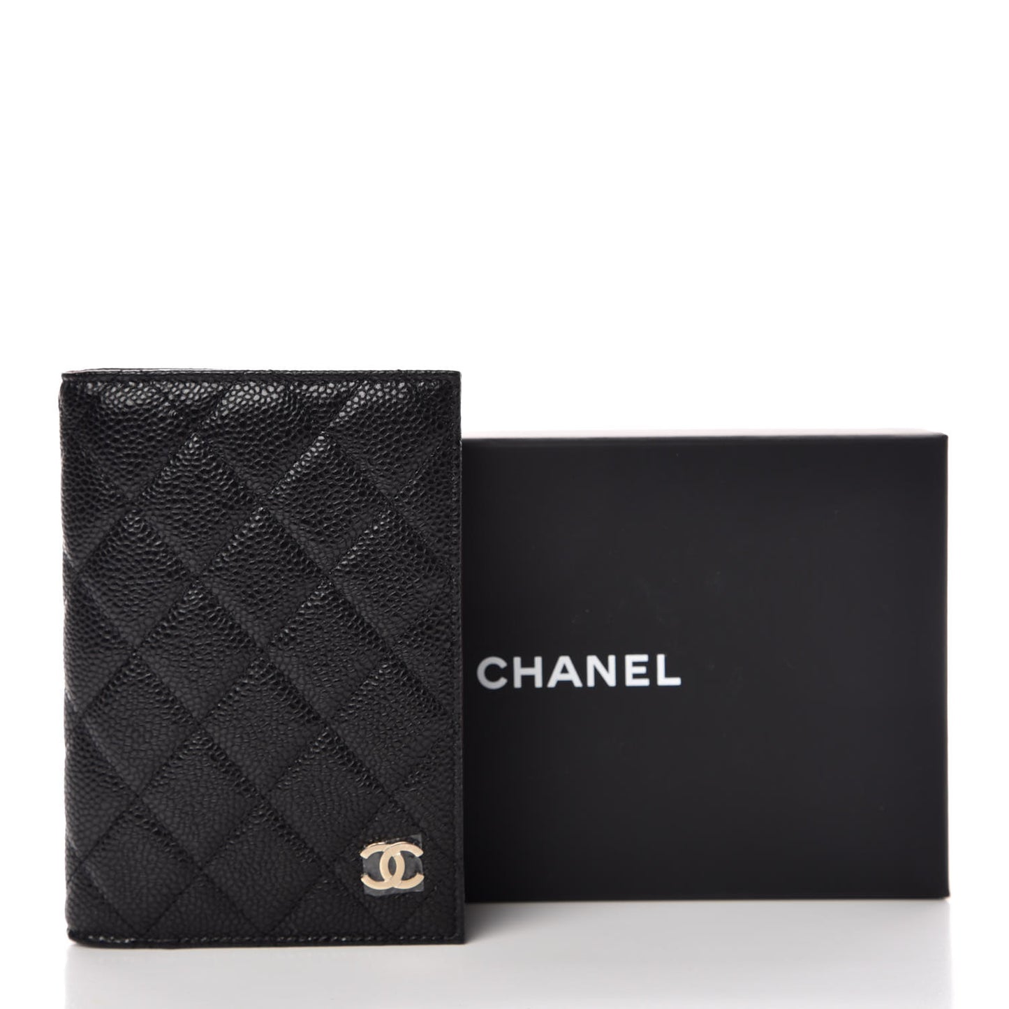 Caviar Quilted Passport Holder Black