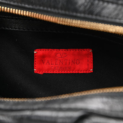 Valentino Garavani Lambskin Metallic Snakeskin Small Petale Dome Black Gold 5 of 9