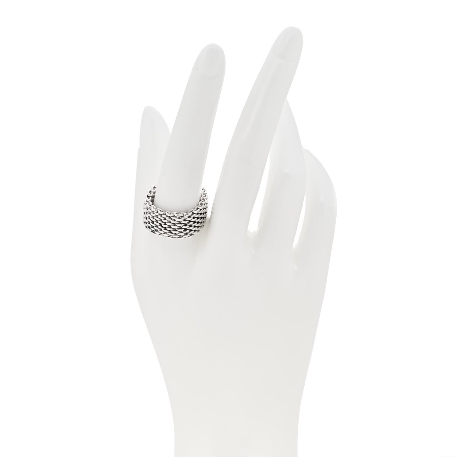 Tiffany Sterling Silver Somerset Mesh Ring 61 9.5 2 of 4