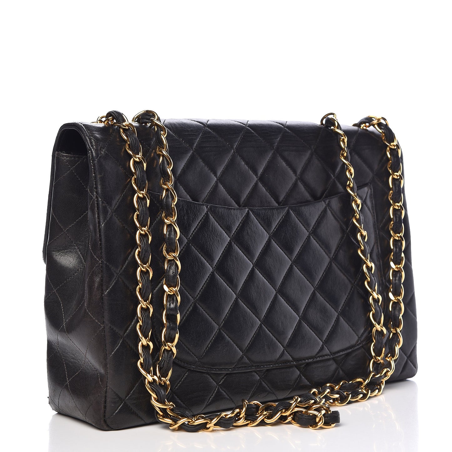 Lambskin Quilted Jumbo Single Flap Black