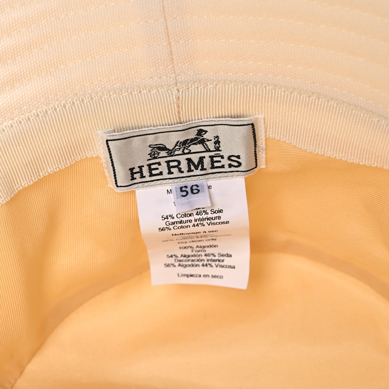 Hermes Cotton Gene Sunshine Bucket Hat 56 Ecru 8 of 8
