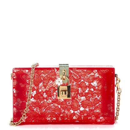 Dolce & Gabbana Plexiglass Lace Dolce Box Clutch Red 1 of 7
