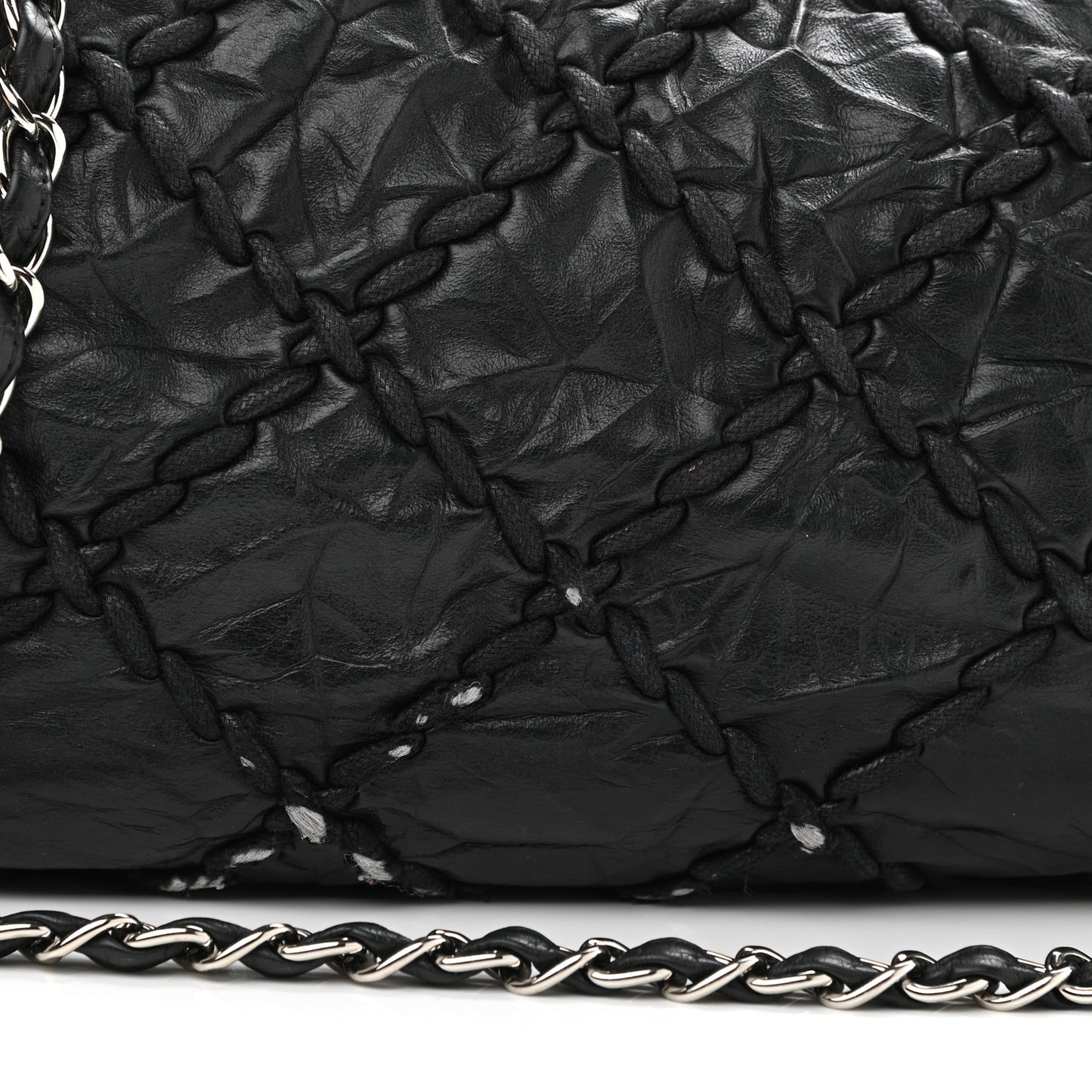 Calfskin Ultra Stitch Oversize Flap Black
