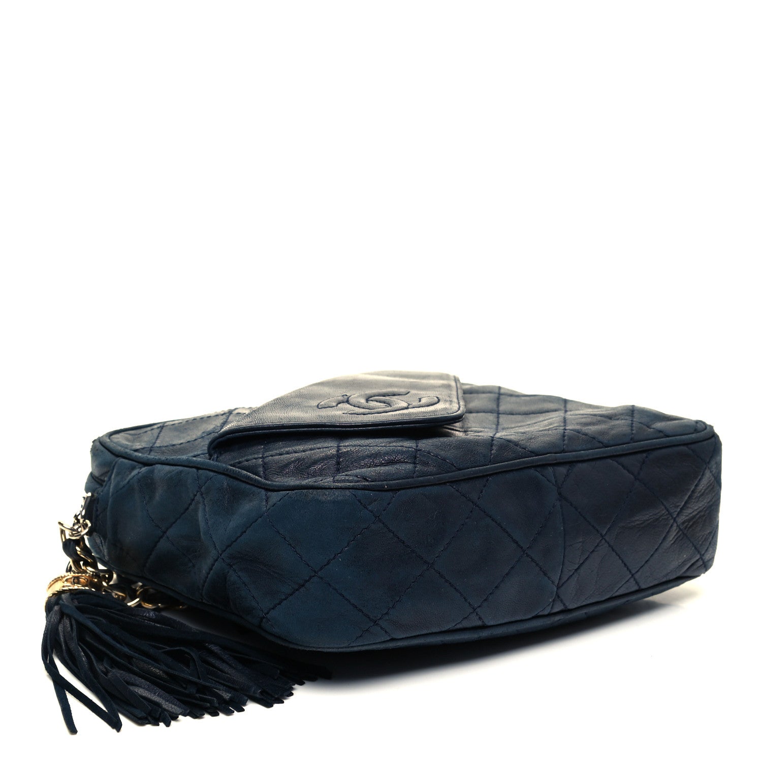 Chanel Lambskin Quilted CC Tassel Camera Case Blue 3 of 8