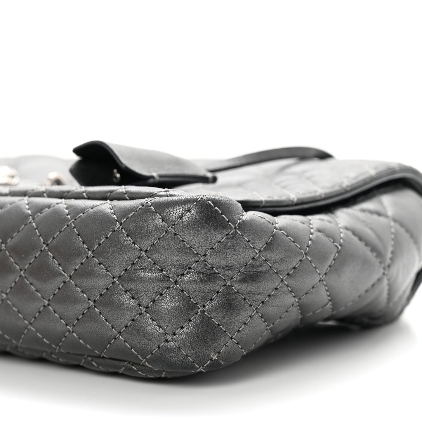 Metallic Nappa Quilted Icon Shoulder Bag Grey